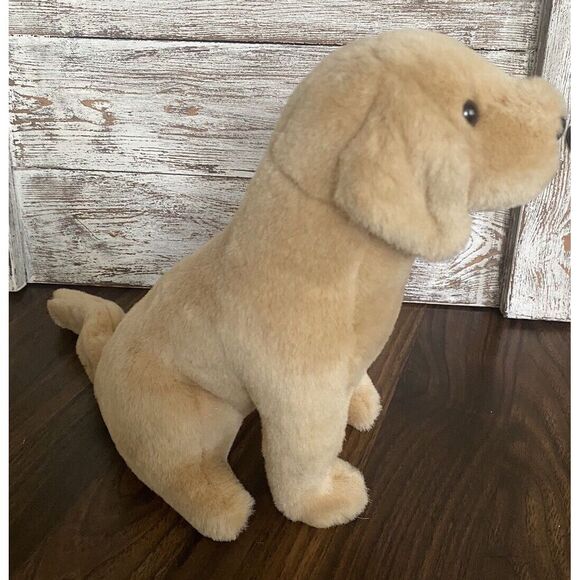 Douglas Co Yellow Lab Labrador Sitting Plush 10" Tall Realistic Plush Toy Dog - Picture 3 of 6